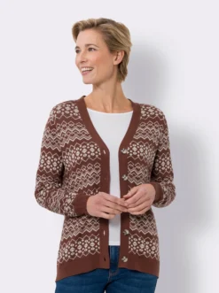 Jacquardstrickjacke in Streifen-Optik