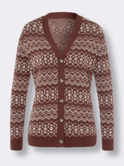 Jacquardstrickjacke in Streifen-Optik