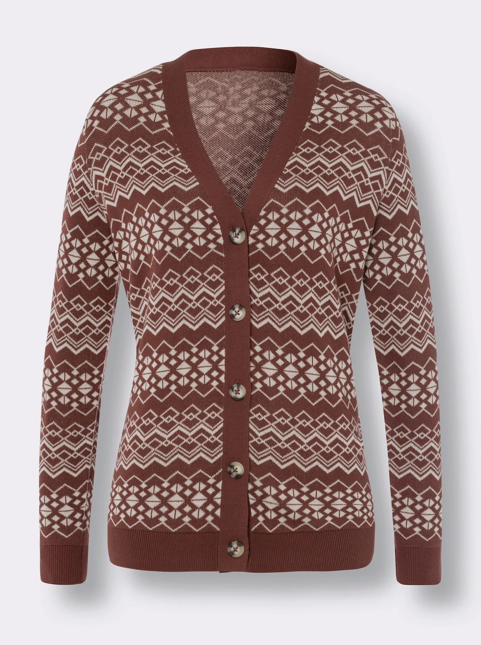 Jacquardstrickjacke in Streifen-Optik