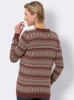 Jacquardstrickjacke in Streifen-Optik