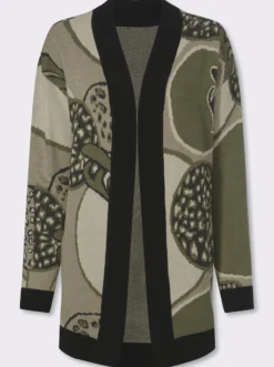 Jacquardstrickjacke mit überschnittenen Schultern