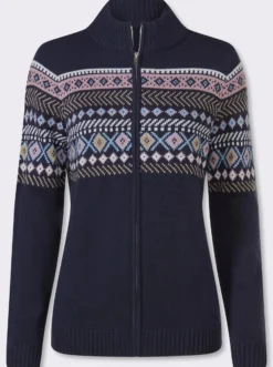 Jacquardstrickjacke mit durchgehendem Reißverschluss