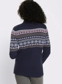 Jacquardstrickjacke mit durchgehendem Reißverschluss