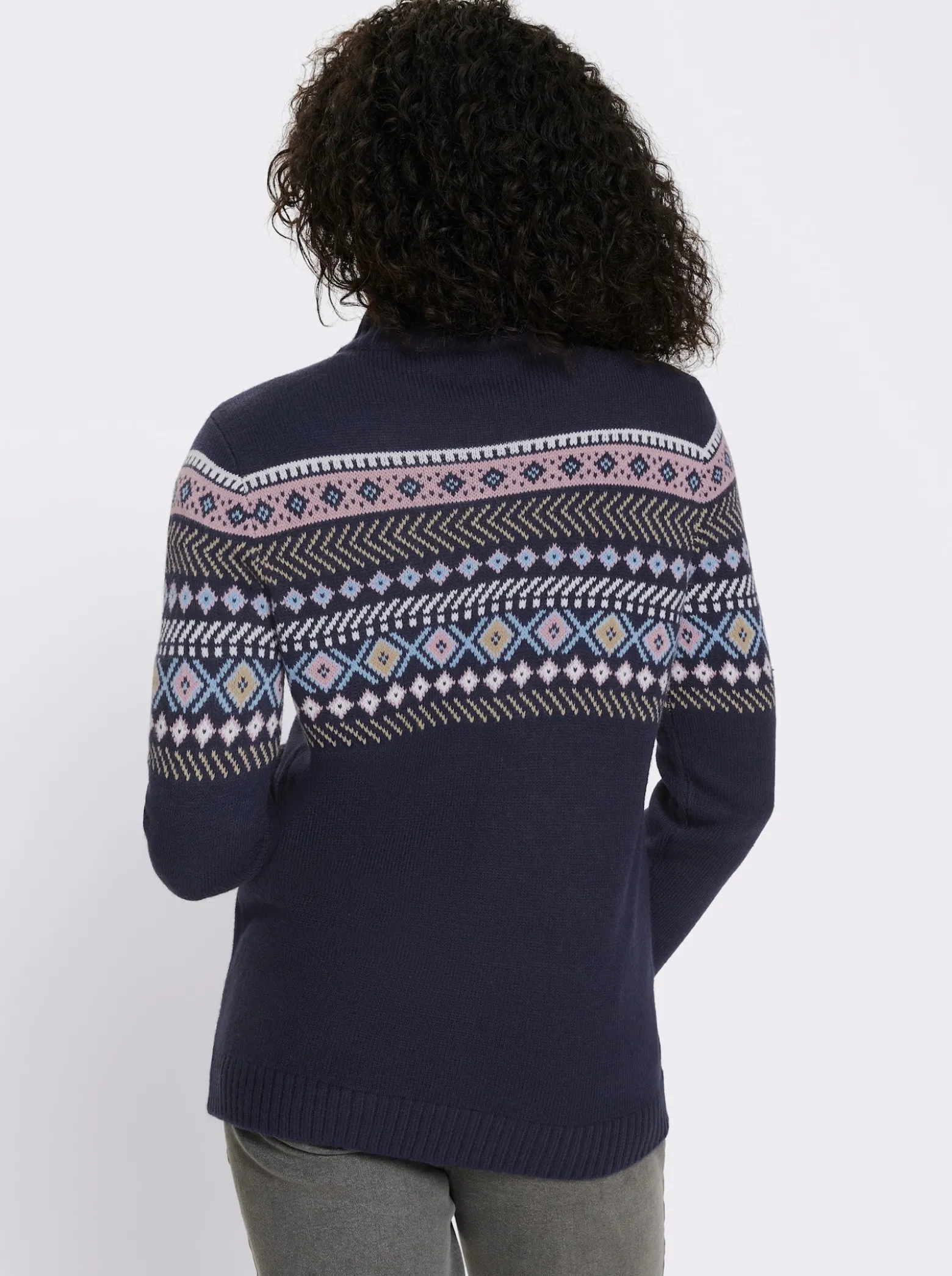 Jacquardstrickjacke mit durchgehendem Reißverschluss