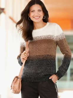 Jacquardstrickjacke mit Glanz-Akzenten