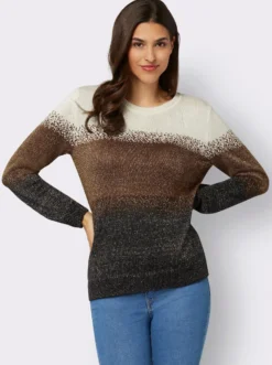 Jacquardstrickjacke mit Glanz-Akzenten
