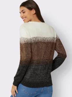 Jacquardstrickjacke mit Glanz-Akzenten