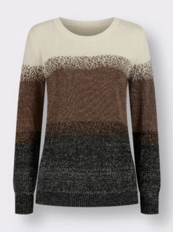 Jacquardstrickjacke mit Glanz-Akzenten