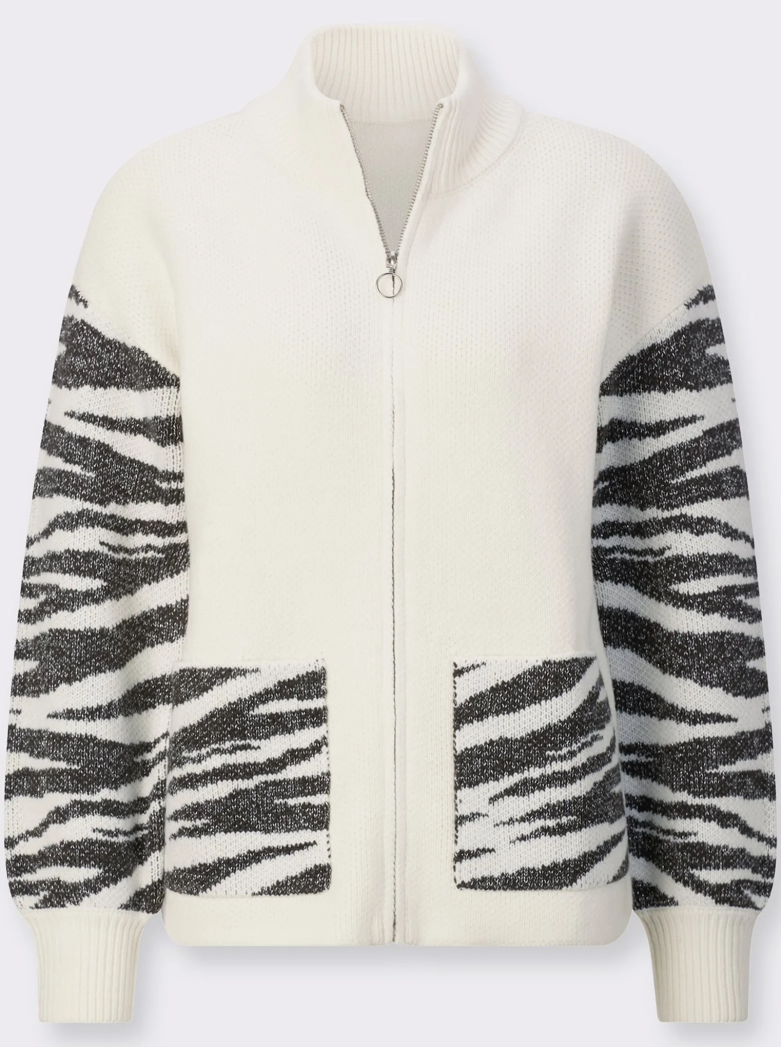 Jacquardstrickjacke mit Zebramuster