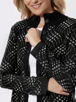 Jacquardstrickjacke mit zweifarbigem Muster