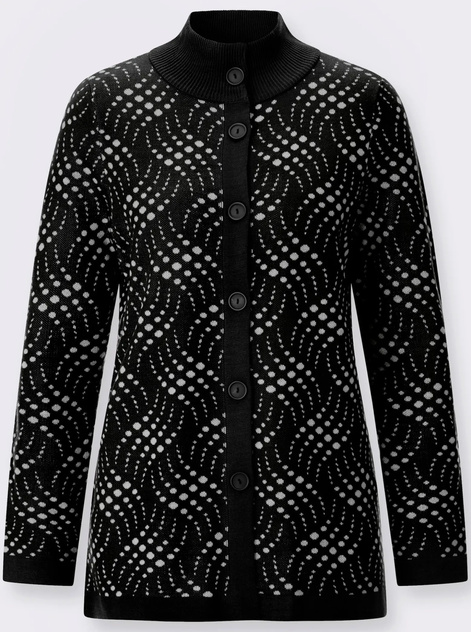 Jacquardstrickjacke mit zweifarbigem Muster