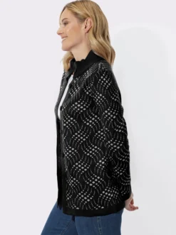 Jacquardstrickjacke mit zweifarbigem Muster