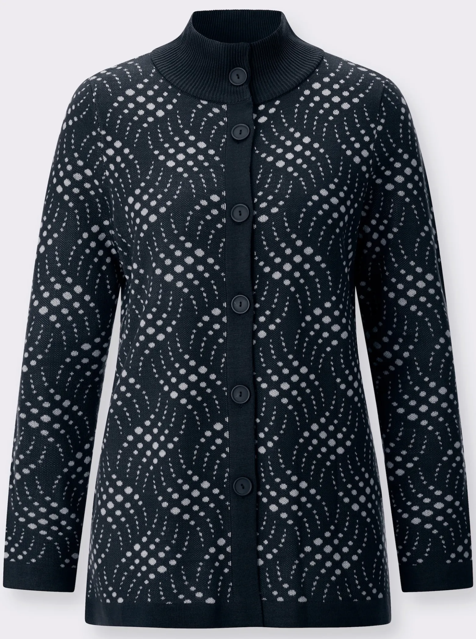 Jacquardstrickjacke mit zweifarbigem Muster