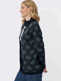 Jacquardstrickjacke mit zweifarbigem Muster