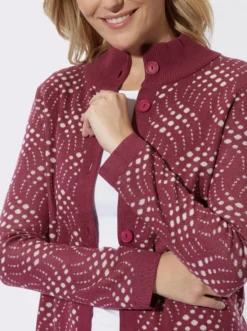 Jacquardstrickjacke mit zweifarbigem Muster
