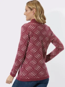 Jacquardstrickjacke mit zweifarbigem Muster