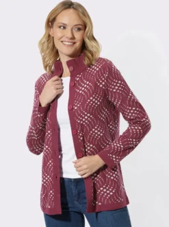 Jacquardstrickjacke mit zweifarbigem Muster