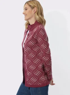 Jacquardstrickjacke mit zweifarbigem Muster