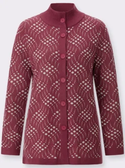 Jacquardstrickjacke mit zweifarbigem Muster