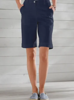 Jeansbermudas mit Dehnbund hinten