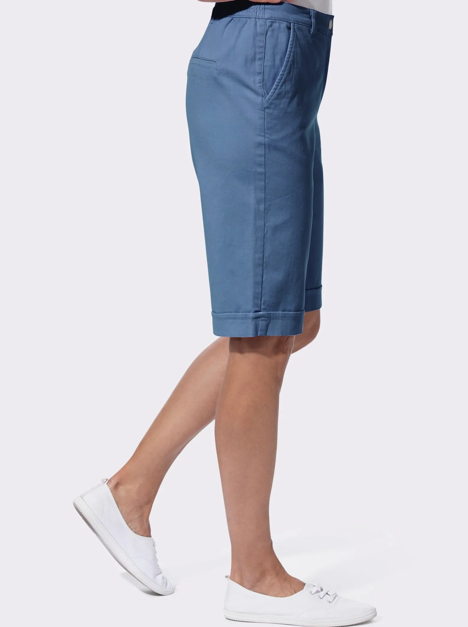 Jeansbermudas mit Dehnbund hinten