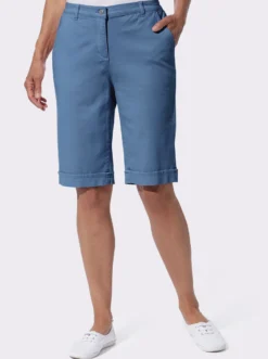 Jeansbermudas mit Dehnbund hinten
