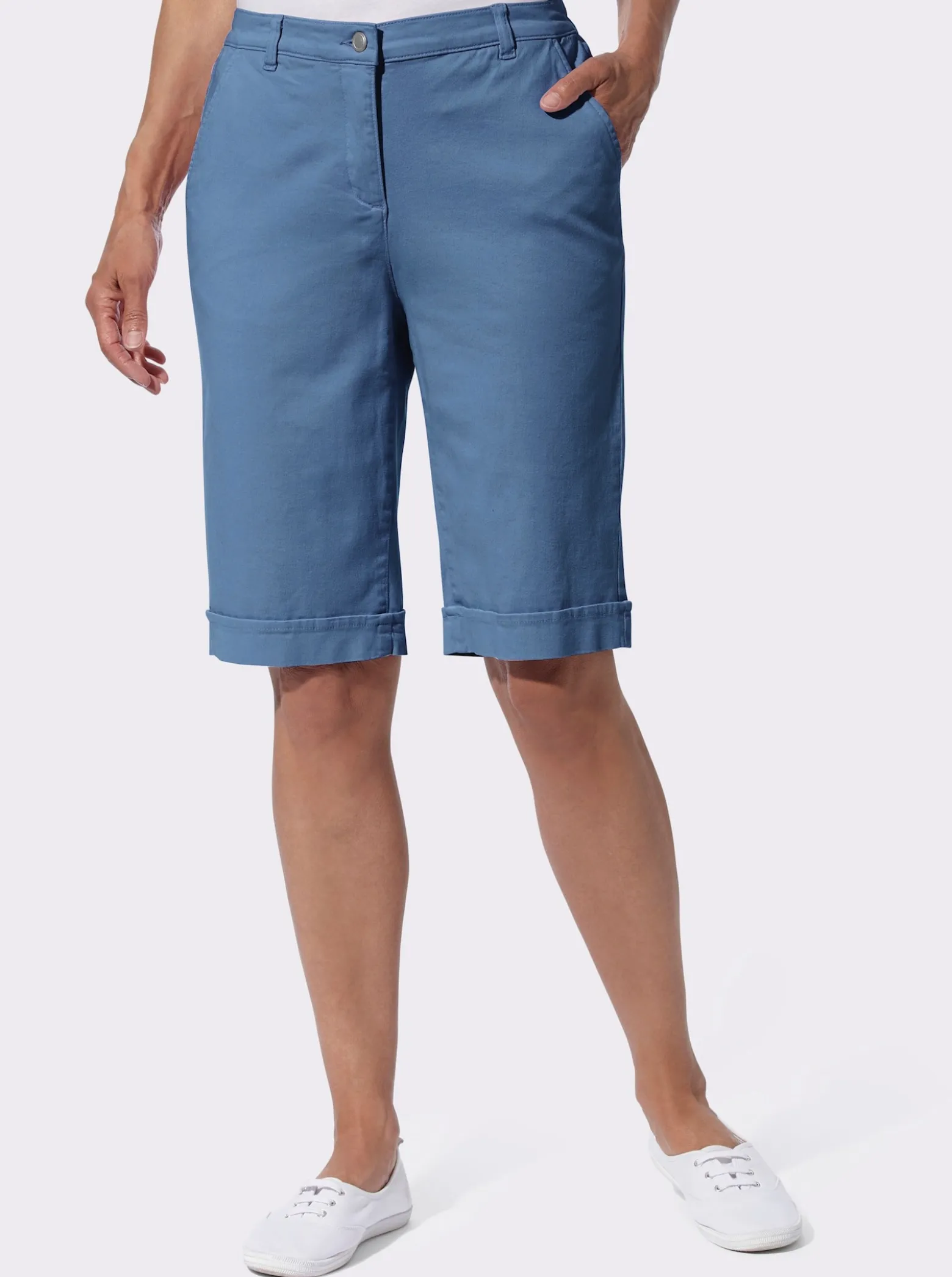 Jeansbermudas mit Dehnbund hinten