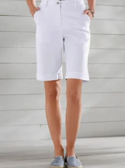 Jeansbermudas mit Dehnbund hinten