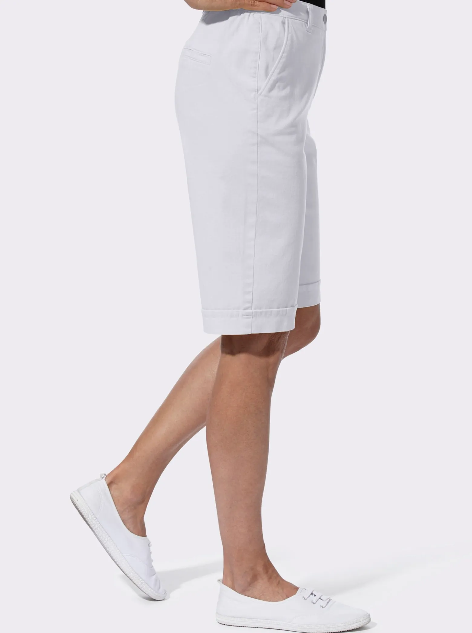 Jeansbermudas mit Dehnbund hinten
