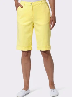 Jeansbermudas mit Dehnbund hinten