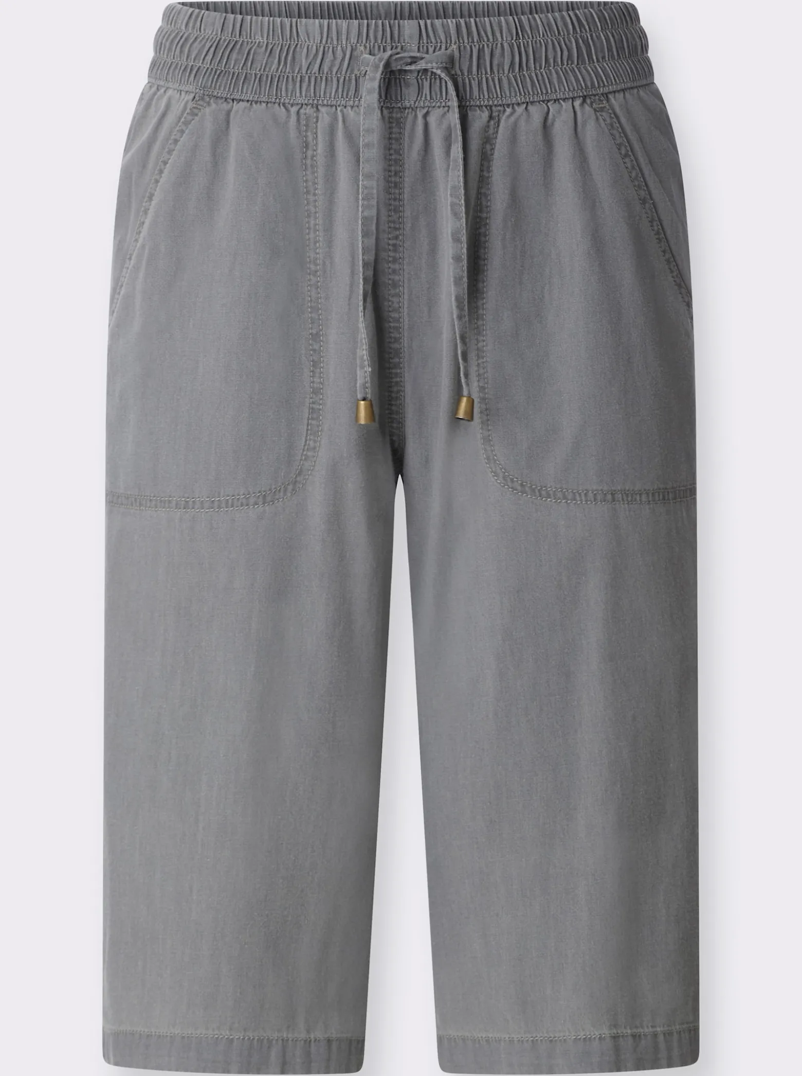 Jeansbermudas mit gesmoktem Dehnbund