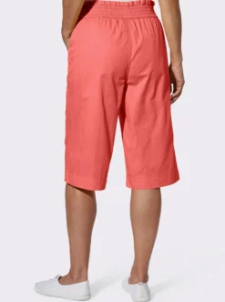 Jeansbermudas mit gesmoktem Dehnbund
