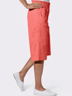Jeansbermudas mit gesmoktem Dehnbund