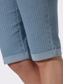 Jeansbermudas mit Längsstreifen-Muster, Stretch