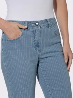 Jeansbermudas mit Längsstreifen-Muster, Stretch