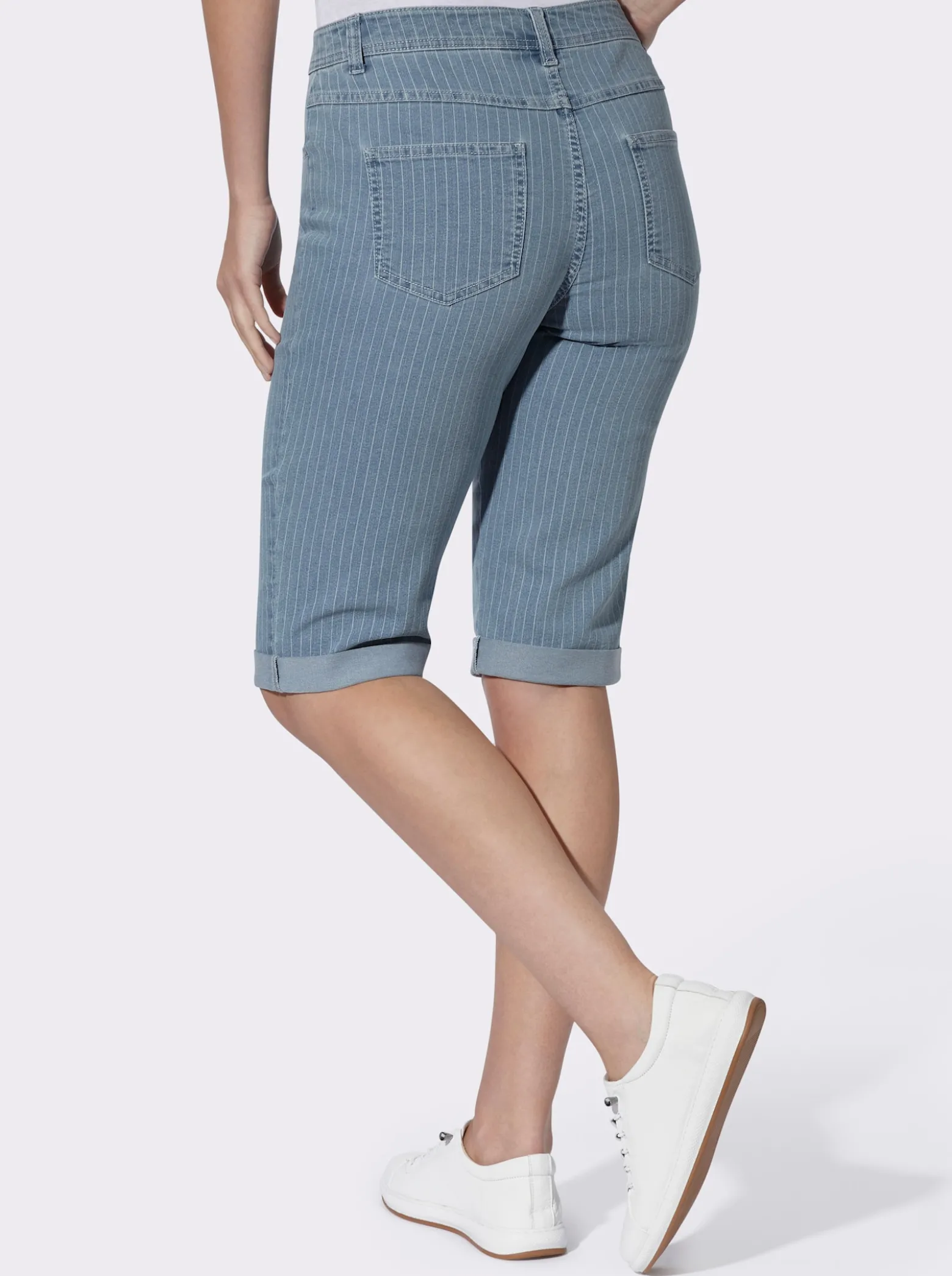 Jeansbermudas mit Längsstreifen-Muster, Stretch
