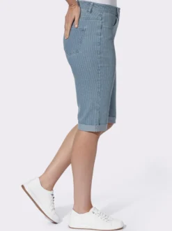 Jeansbermudas mit Längsstreifen-Muster, Stretch