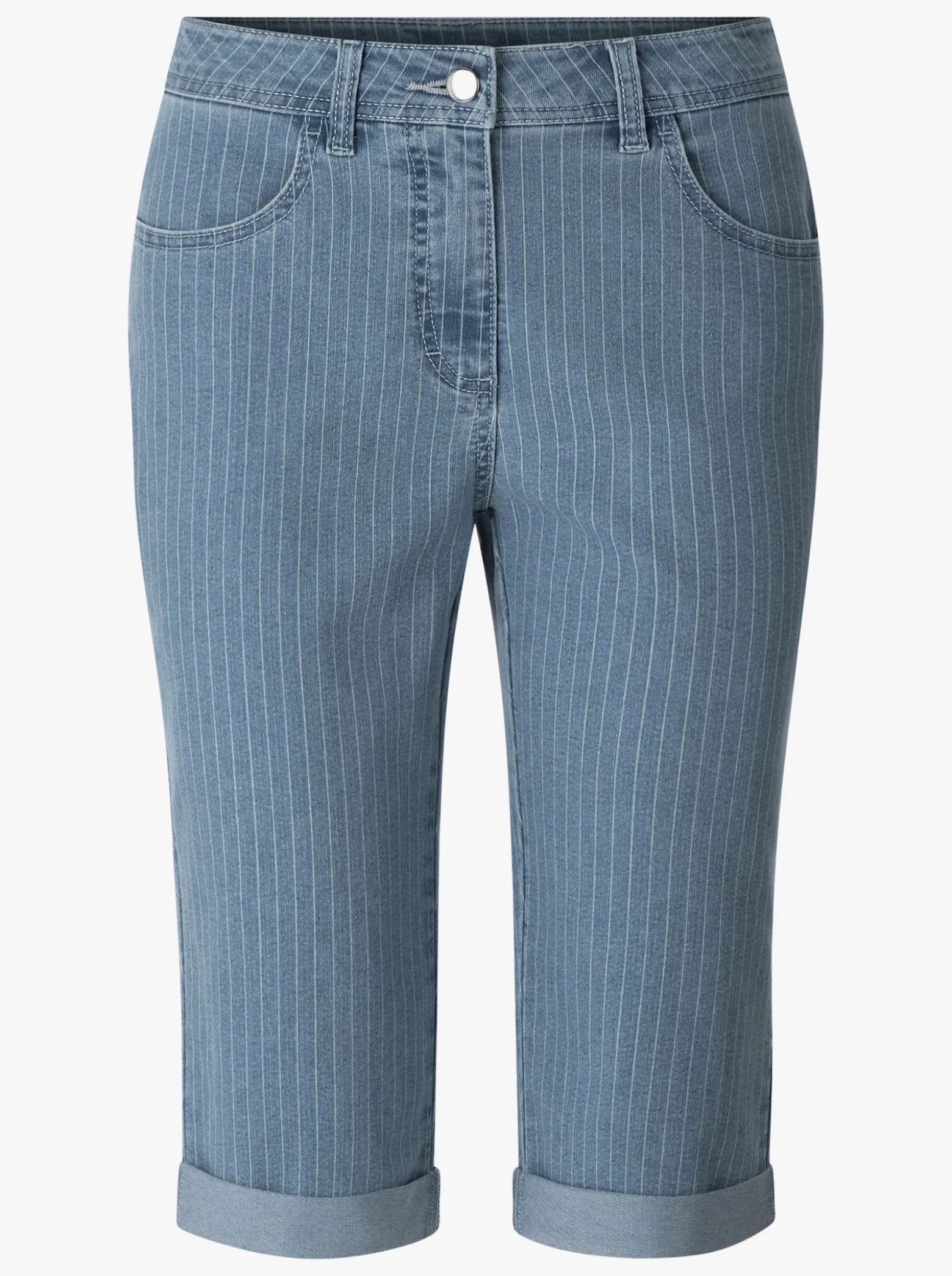 Jeansbermudas mit Längsstreifen-Muster, Stretch