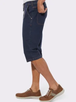 Jeansbermudas mit Trachtenstickerei