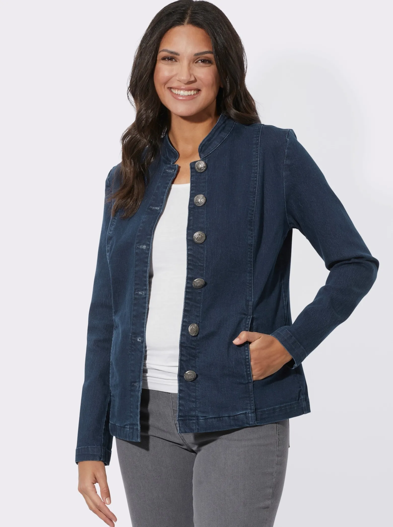 Jeansblazer mit Trachtenknöpfen