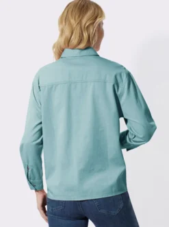 Jeansbluse mit überschnittenen Schultern