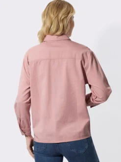 Jeansbluse mit überschnittenen Schultern