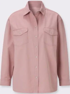 Jeansbluse mit überschnittenen Schultern