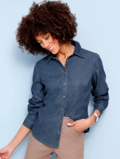 Jeansbluse mit Metallknöpfen