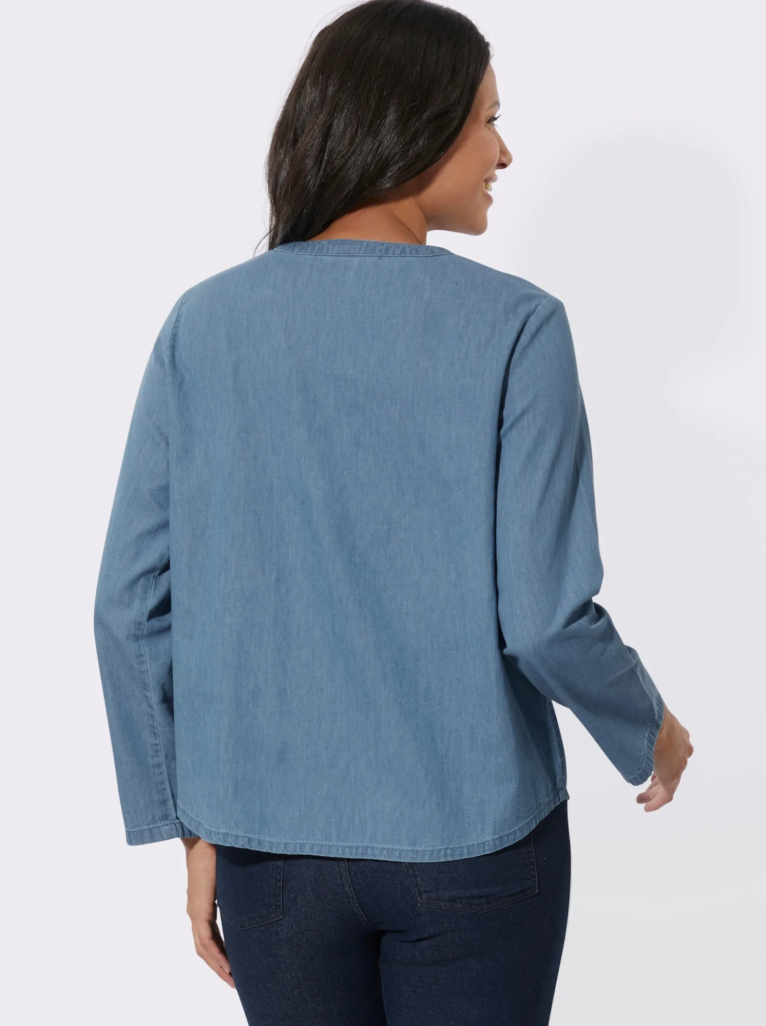 Jeansbluse mit Raffungen