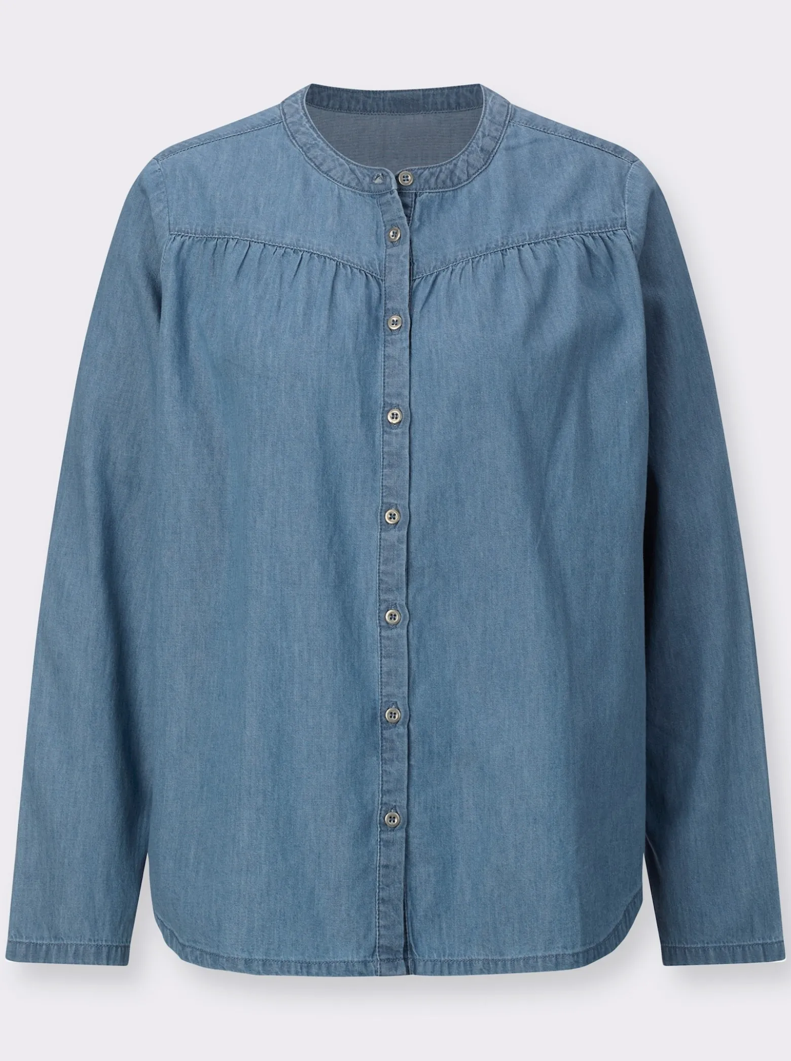 Jeansbluse mit Raffungen