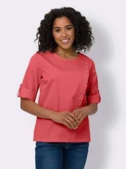 Jeansbluse mit Zierknopfleiste