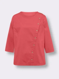 Jeansbluse mit Zierknopfleiste