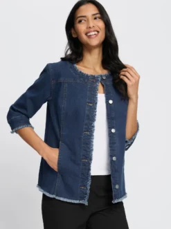 Jeansjacke mit Fransen