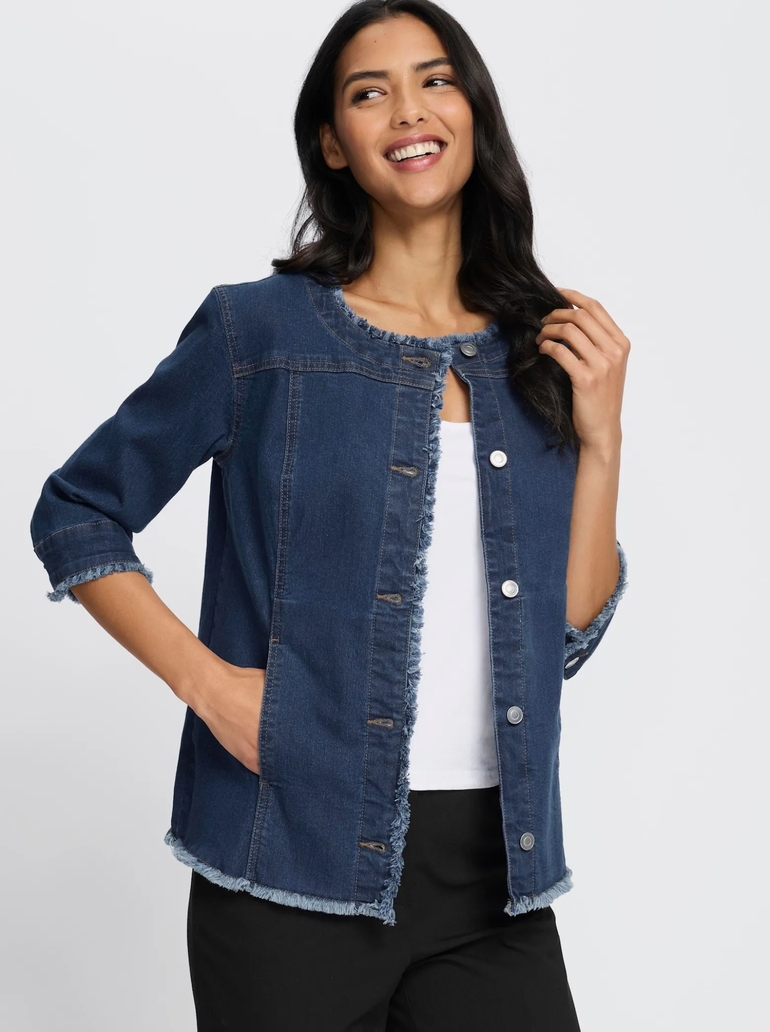 Jeansjacke mit Fransen